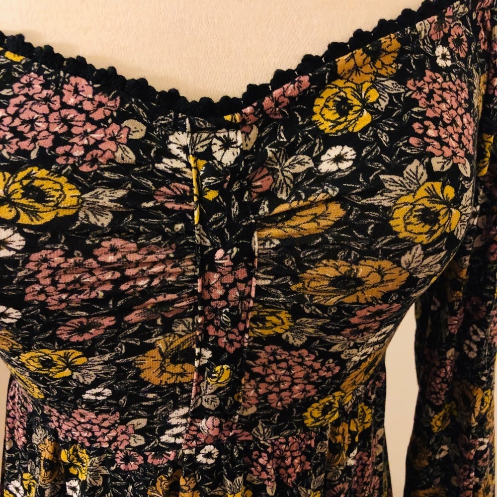 TopShop NWT Black Floral Dress / Tunic - Picture 4 of 8